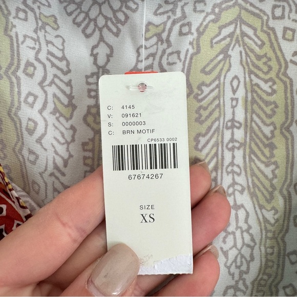 Anthropologie Cropped Tie Front Printed Top NWT - Picture 4 of 8